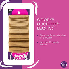 Goody Ouchless Women's Braided Elastics, Blondes, (32 CT Total/Pack of 1) 4MM for Medium Hair