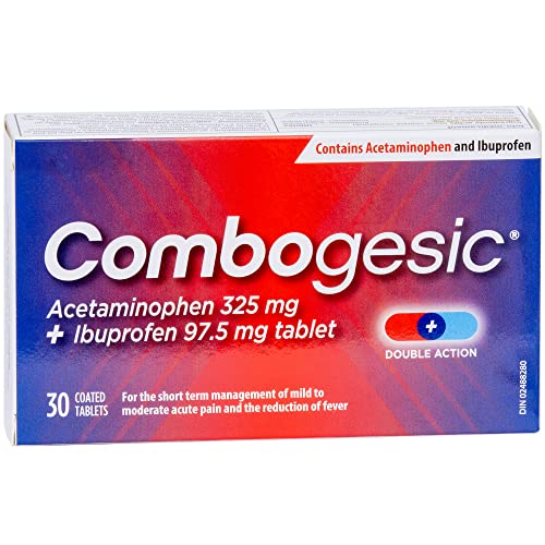 Combogesic - Double Action Acetaminophen + Ibuprofen Tablets for Acute Pain and Fever Relief - Headache and Acute Migraine Relief, Menstrual Pain Relief, Muscle Aches, Dental Pain Relief - 30 Tablets