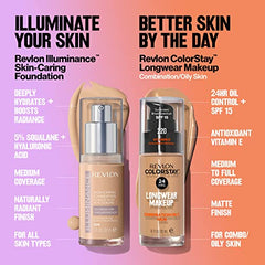 Revlon Illuminance Skin-Caring Liquid Foundation, Hyaluronic Acid, Hydrating and Nourishing Formula with Medium Coverage, 201 Creamy Natura, 1 fl oz/ 30mll (Pack of 1)