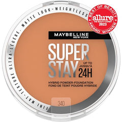 Maybelline New York Super Stay 24 Hour Hybrid Powder Foundation, Waterproof, Vegan, Mattifying, 340, 6 g