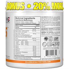 ALLMAX Nutrition - AMINOCUTS (A:CUTS) - Weight-Management BCAA (L-Carnitine + Taurine + Green Coffee) - Arctic Orange - Dye Free - 252 Gram - 36 Servings