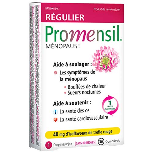 Promensil Regular Strength | Menopause Supplement with Red Clover | Natural Multi-Symptom Daily Maintenance and Relief | Reduces Hot Flashes, Night Sweats | Improves Bones & Heart Health | 1 Month Supply | 40mg, 30 Tablets