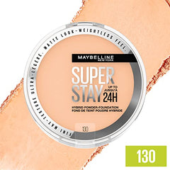 Maybelline Super Stay 24 Hour Hybrid Powder Foundation, Waterproof, Vegan, Mattifying, 130, 6g