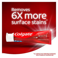 Colgate Optic White Stain Fighter Teeth Whitening Toothpaste, Fresh Mint Gel - 90 ml, 3 Pack