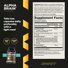 ONNIT Alpha Brain Premium Nootropic Brain Supplement, 90 Count, for Men & Women - Caffeine-Free Focus Capsules for Concentration, Brain Booster & Memory Support (1 Count (Pack of 90))