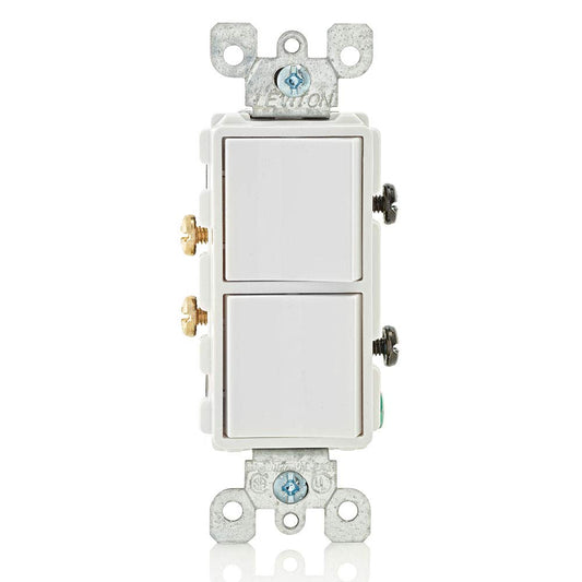 Leviton 5634-W 15 Amp, 120/277 Volt, Decora Single-Pole, AC Combination Switch, Commercial Grade, Grounding, White