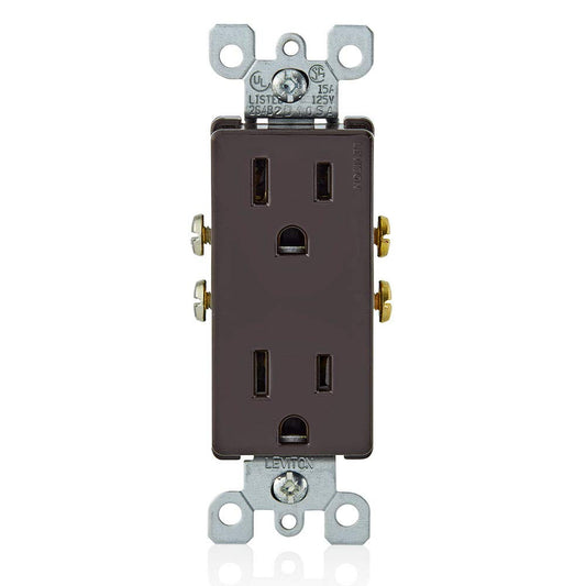 Leviton 5325 15 Amp, 125 Volt, Decora Duplex Receptacle, Residential Grade, Grounding, Mahogany