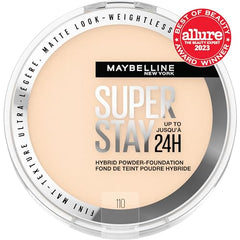 Maybelline Super Stay 24 Hour Hybrid Powder Foundation, Waterproof, Vegan, Mattifying, 110, 6g