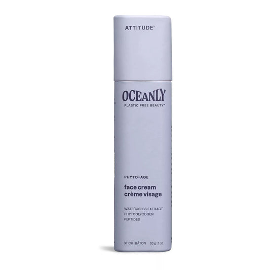 ATTITUDE Oceanly Face Cream Stick, EWG Verified, Plastic-free, Plant & Mineral-Based Ingredients, Vegan & Cruelty-free Beauty Products, PHYTO AGE, Unscented, 30 grams