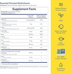 Ritual Prenatal Vitamins: Folate & Choline for Neural Tube Support, Omega-3 DHA for Fetal Brain Development, Iron, Calcium-Helper D3 & K2, Non-GMO, Citrus Essenced, 30 Day Supply, 60 Vegan Capsules