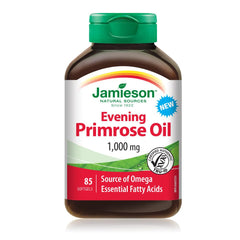 Jamieson Evening Primrose Oil 1,000 mg Softgels - Gluten-Free, Red, 85 Count (Pack of 1) - Package May Vary