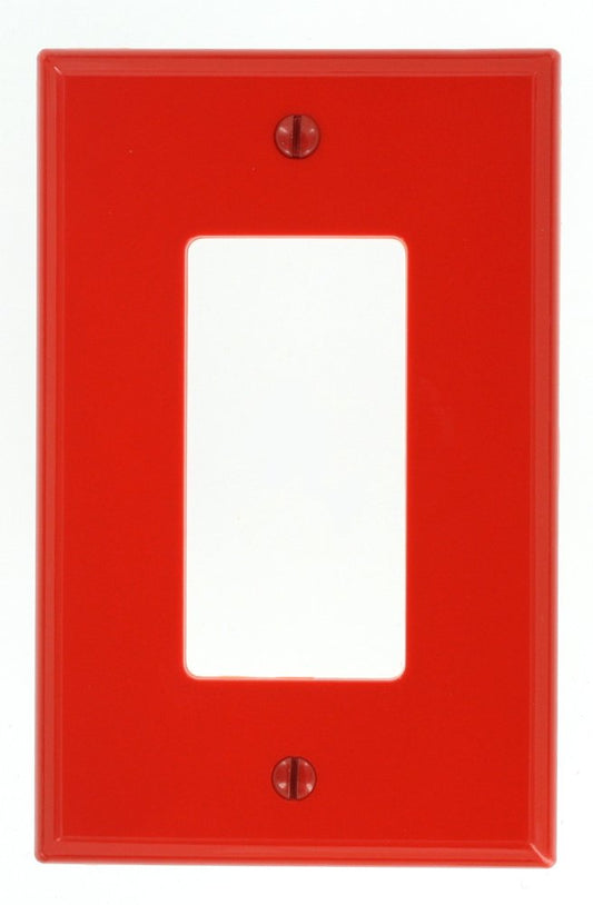 Leviton PJ26-R 1-Gang Decora/GFCI Decora Wallplate, Midway Size, Red