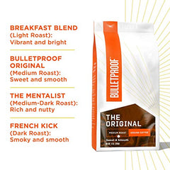 The Original Ground Coffee, Medium Roast, 340 Grams, 12 Oz, Bulletproof Keto Friendly 100% Arabica Coffee, Certified Clean Coffee, Rainforest Alliance, Sourced from Guatemala, Colombia & Brazil