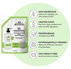 J.R. Watkins Aloe and Green Tea Gel Hand Soap Refill Pouch, Scented Liquid Hand Wash for Bathroom or Kitchen, USA Made and Cruelty Free, 1 Liter