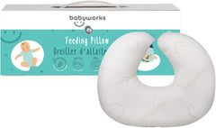 Baby Works - Nursing Pillow and Positioner, for Breastfeeding and Bottle Feeding, Supportive Memory Foam, Machine Washable Cover - White