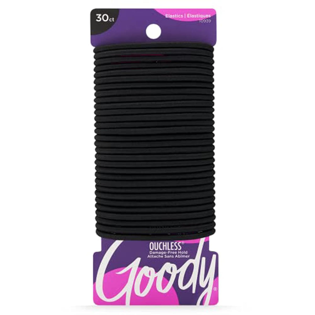 Goody Ouchless Hair Ties, Damage-Free Hold, 4MM Hair Elastics, Hair Styling Accessories for Women, All Hair Types, Black - 30 Ct