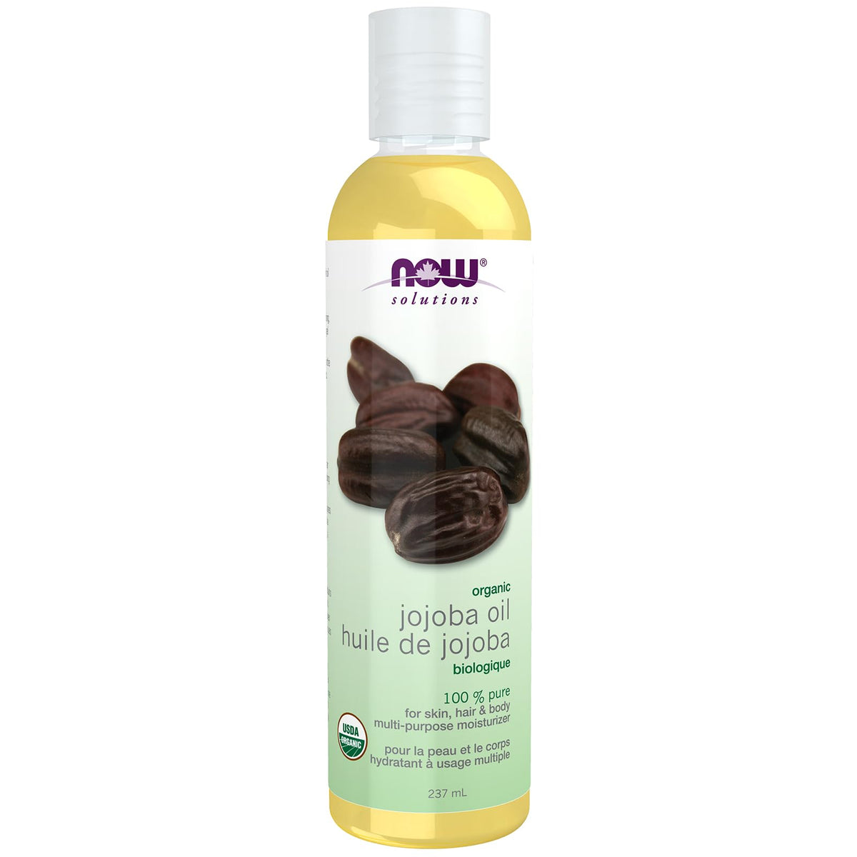 NOW Solutions, Organic Jojoba Oil, Moisturizing Multi-Purpose Oil for Face, Hair and Body, 237mL