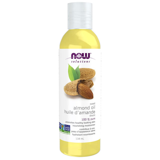 NOW Solutions, Sweet Almond Oil, 100% Pure Moisturizing Oil, Promotes Healthy-Looking Skin, Unscented Oil, 118ml