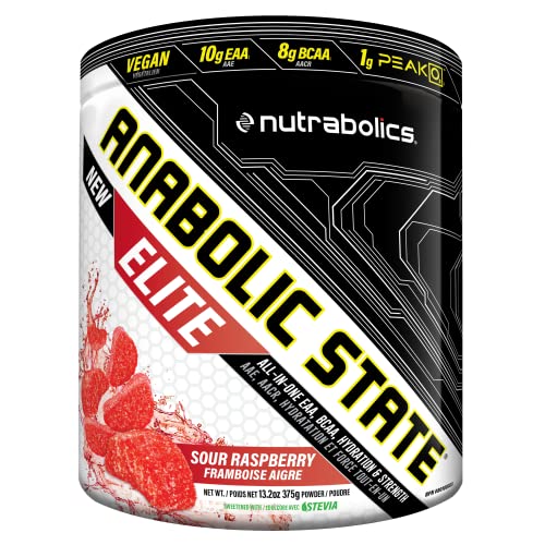 Anabolic State Elite Sour Raspberry 21 servings, EAA, BCAA, Hydration, Pre Post Workout Powder, Support Muscle Growth & Repair,