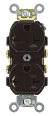 Leviton 5822 20-Amp, 250-Volt, Narrow Body Duplex Receptacle, Straight Blade, Commercial Grade, Self Grounding (Brown)