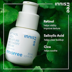 innisfree Retinol Cica Moisture Recovery Serum with Retinol, Salicylic Acid, and Cica, Gentle Korean Soothing Serum