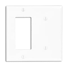 Leviton 80708-W 2-Gang 1-Blank 1-Decora/GFCI Device Combination Wallplate, Standard Size (White)