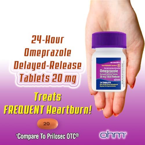 Ohm Omeprazole Tablets, Delayed-Release Tablets, 20mg Acid Reducer, 42 Tablets