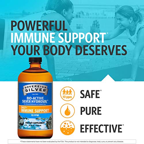 Sovereign Silver Bio-Active Silver Hydrosol for Immune Support - 10 ppm, 32oz (946mL) - Family Size