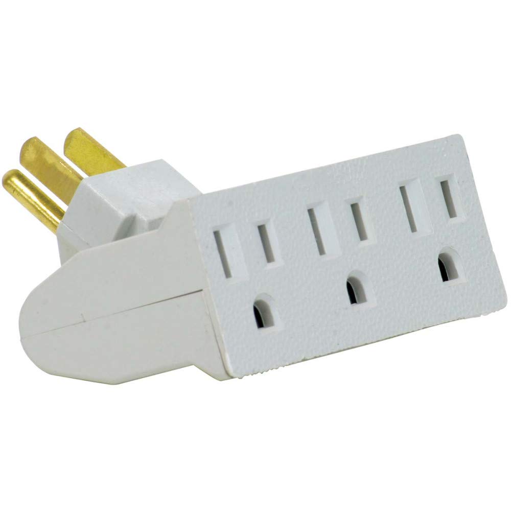 Globe Electric 46505 3-Outlet Lateral Swivel Grounded Wall Adapter Tap, White Finish