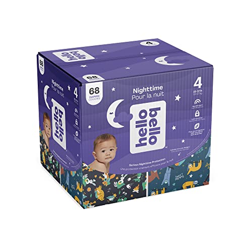 Hello Bello Disposable Overnight Diapers, Size 4, Sleepy Campers and Snoozy Sloths, Overnight Size 4, 68 Count