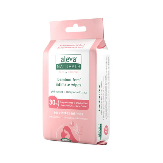 Aleva Naturals Bamboo Fem Wipes, 30 Count