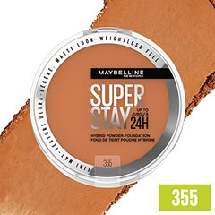 Maybelline Super Stay 24 Hour Hybrid Powder Foundation, Waterproof, Vegan, Mattifying, 355, 6g