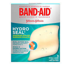 Band-Aid Hydrocolloid Bandages Extra Large, Waterproof Adhesive, Hydro Seal Bandages, 3 Bandages