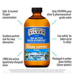 Sovereign Silver Bio-Active Silver Hydrosol for Immune Support - 10 ppm, 16oz (473mL) - Economy Size