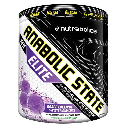 Anabolic State Elite Grape Lollipop 21 servings, EAA, BCAA, Hydration, Pre Post Workout Powder, Support Muscle Growth & Repair,