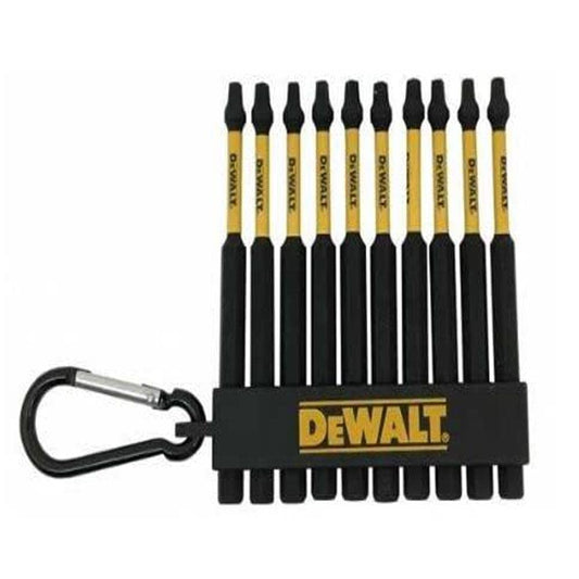 DEWALT Flex Torq 3.5in Square/Robertson 10 Pack Impact Ready Bits with Carabiner, for Drills and Impact Drivers (DWA3SQ2IRCARC)