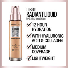 Maybelline New York Radiant Liquid Medium Coverage Hydrating Foundation, Honey Beige, 30 Milliliters