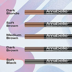 ANNABELLE 24HR Stay-On Browliner, Medium Brown, Double-Ended Eyebrow Crayon, Matte Finish, 24H Long-Lasting Hold, Waterproof, Transfer-proof, Vegan, Cruelty-Free, Paraben-Free, 0.2 g