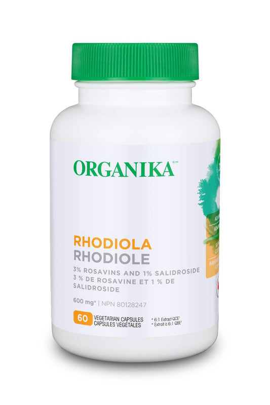 Organika Rhodiola 100mg 6:1 Extract- 3% Rosavins, 1% Salidroside- Adaptogen, Cognition Support, Mental Focus in Response to Stress- 60vcaps