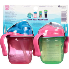 Playtex Baby Sipsters Stage 1, Straw and Soft Spout, Trainer Starter Kit - Pink & Green, 2 Count