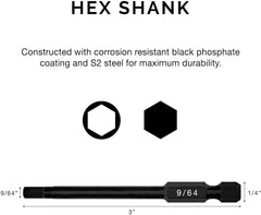 Neiko 01147A Allen Wrench Drill Bits, 11-Piece Hex Drill Bit Set, SAE Sizes 1/16" to 5/16", Magnetic Hex Head Bits, 3" Quick Release Shanks, S2 Steel, Compatible with Power Drills and Impact Drivers