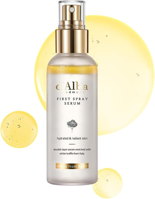 d'Alba Italian White Truffle First Spray Serum (Vegan), glowy hydrating serum face mist, surfactant free all-in-one mist, mist for radiant skin, instant glow serum