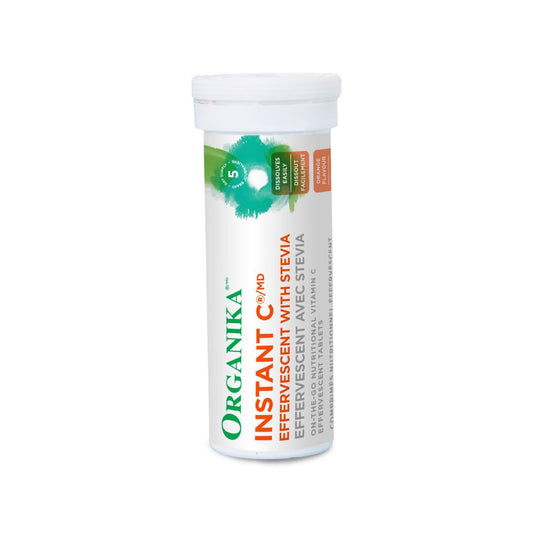 Organika Instant-C Effervescent- Orange- 1000mg Vitamin C, Immune Support Tablets 1 Tube x 10 Tablets