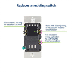 Decora Dimmer with Slide Bar and Rocker Switch, White