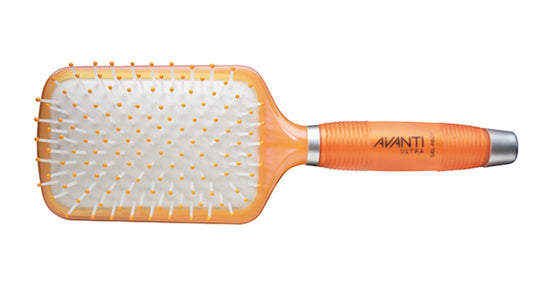 Avanti Ultra Ceramic Brush with Silicone Gel Handles and Nylon Bristles Cushion Paddle Brush for Detangling, Paddle Cushion Brush