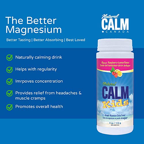 NATURAL CALM Kids Magnesium Citrate Powder Raspberry Lemon 113 gram