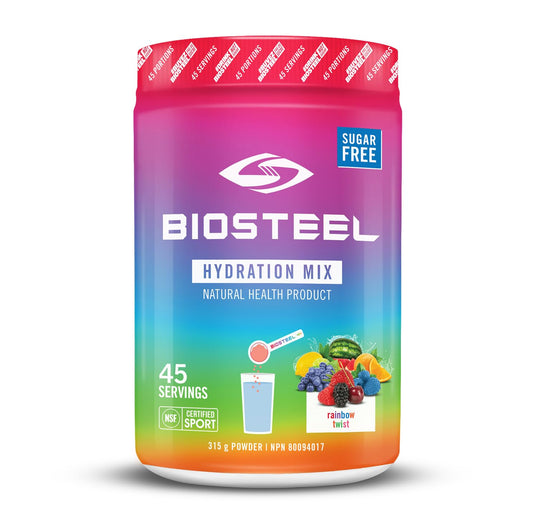 BioSteel Sports Hydration Mix, Great Tasting Hydration with Zero Sugar, and No Artificial Flavours or Preservatives, Rainbow Twist Flavour, 45 Servings per Tub