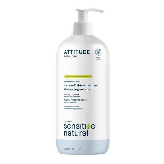 ATTITUDE Volume and Shine Hair Shampoo for Sensitive Dry Scalp, EWG Verified, Soothing Oat, For Thin Hair, Naturally Derived Ingredients, Vegan and Plant-Based, 946 mL