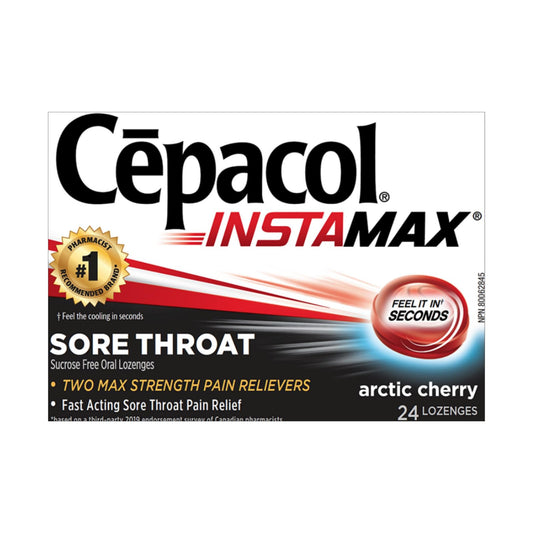 Cēpacol Instamax Arctic Cherry, Sore Throat lozenges, 24 Count (Pack of 1)