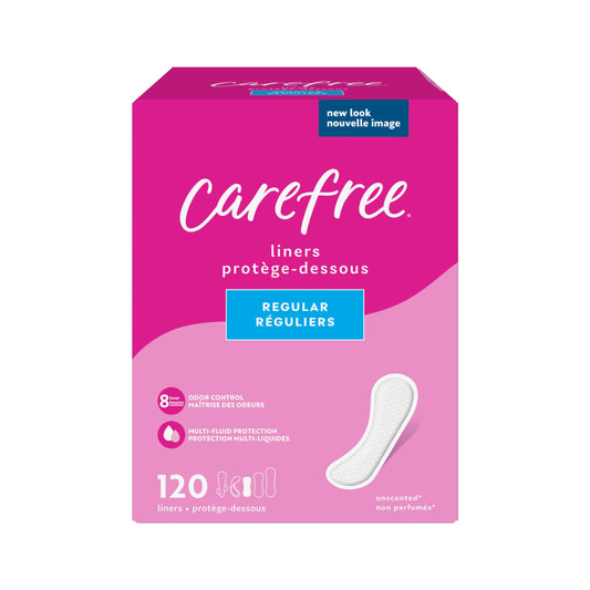 Carefree Acti-Fresh Panty Liners, Soft and Flexible Feminine Care Protection, Regular, 120 Count